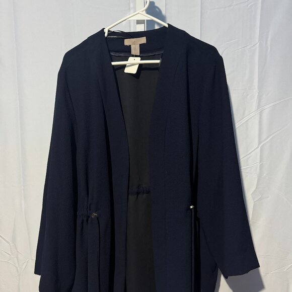 Navy Open front H & M Jacket/Cardigan with Drawstrings Size 24 - Picture 1 of 5